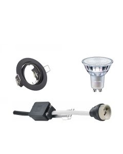 PHILIPS - LED Spot Set - MASTER 927 36D VLE DT - GU10 Fitting - Dimbaar - Inbouw Rond - Mat Zwart - 4.9W - Warm Wit 2700K - Kantelbaar Ø83mm