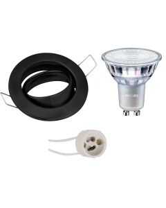 PHILIPS - LED Spot Set - MASTER 927 36D VLE - GU10 Fitting - DimTone Dimbaar - Inbouw Rond - Mat Zwart - 3.7W - Warm Wit 2200K-2700K - Kantelbaar Ø82mm