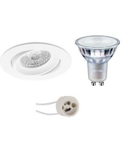 PHILIPS - LED Spot Set - MASTER 927 36D VLE - Pragmi Delton Pro - GU10 Fitting - DimTone Dimbaar - Inbouw Rond - Mat Wit - 3.7W - Warm Wit 2200K-2700K - Kantelbaar - Ø82mm