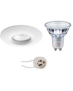 PHILIPS - LED Spot Set - MASTER 927 36D VLE - Pragmi Luno Pro - Waterdicht IP65 - GU10 Fitting - DimTone Dimbaar - Inbouw Rond - Mat Wit - 3.7W - Warm Wit 2200K-2700K - Ø82mm