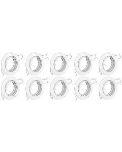 Spot Armatuur 10 Pack - GU10 Inbouwspot - Rond - Wit - Aluminium - Kantelbaar Ø82mm