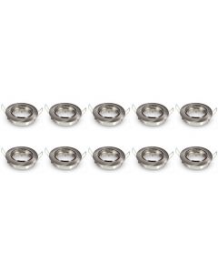 Spot Armatuur 10 Pack - GU10 Fitting - Inbouw Rond - Mat Chroom Aluminium - Kantelbaar Ø82mm