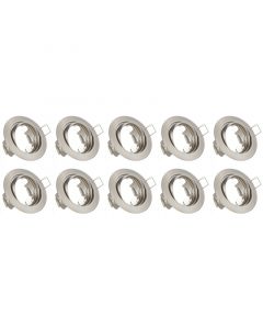 Spot Armatuur 10 Pack - Trion - GU10 Fitting - Inbouw Rond - Mat Nikkel Aluminium - Kantelbaar Ø83mm