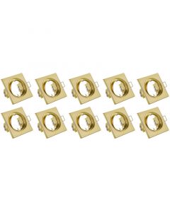 Spot Armatuur 10 Pack - Trion - GU10 Fitting - Inbouw Vierkant - Mat Goud Aluminium - Kantelbaar 80mm