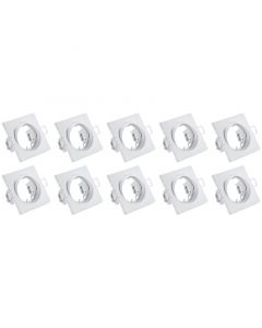 Spot Armatuur 10 Pack - Trion - GU10 Fitting - Inbouw Vierkant - Mat Wit Aluminium - Kantelbaar 80mm