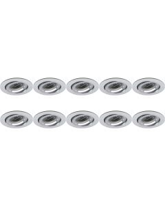 Spot Armatuur 10 Pack - Pragmi Aerony Pro - GU10 Fitting - Inbouw Rond - Mat Zilver - Aluminium - Kantelbaar - Ø82mm