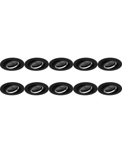 Spot Armatuur 10 Pack - Pragmi Aerony Pro - GU10 Fitting - Inbouw Rond - Mat Zwart - Aluminium - Kantelbaar - Ø82mm