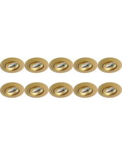 Spot Armatuur 10 Pack - Pragmi Alpin Pro - GU10 Fitting - Inbouw Rond - Mat Goud - Aluminium - Kantelbaar - Ø92mm