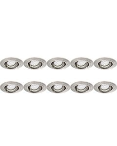 Spot Armatuur 10 Pack - Pragmi Alpin Pro - GU10 Fitting - Inbouw Rond - Mat Nikkel - Aluminium - Kantelbaar - Ø92mm