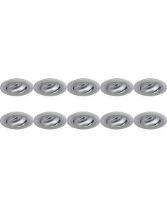 Spot Armatuur 10 Pack - Pragmi Alpin Pro - GU10 Fitting - Inbouw Rond - Mat Zilver - Aluminium - Kantelbaar - Ø92mm