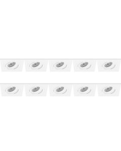 Spot Armatuur 10 Pack - Pragmi Borny Pro - GU10 Fitting - Inbouw Vierkant - Mat Wit - Aluminium - Kantelbaar - 92mm