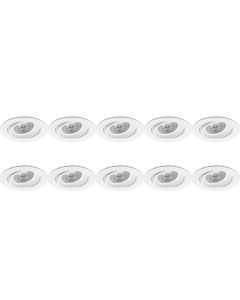 Spot Armatuur 10 Pack - Pragmi Delton Pro - GU10 Fitting - Inbouw Rond - Mat Wit - Aluminium - Kantelbaar - Ø82mm