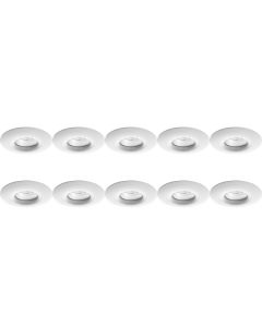 Spot Armatuur 10 Pack - Pragmi Luno Pro - GU10 Fitting - Waterdicht IP65 - Inbouw Rond - Mat Wit - Aluminium - Ø82mm