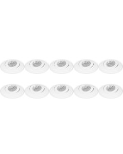 Spot Armatuur 10 Pack - Pragmi Nivas Pro - GU10 Fitting - Inbouw Rond - Mat Wit - Aluminium - Trimless - Kantelbaar - Ø150mm