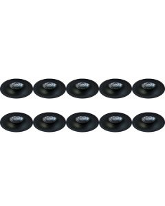 Spot Armatuur 10 Pack - Pragmi Nora Pro - GU10 Fitting - Inbouw Rond - Mat Zwart - Aluminium - Ø82mm