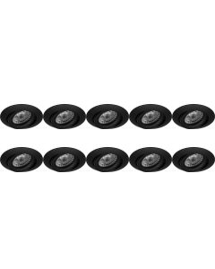 Spot Armatuur 10 Pack - Pragmi Uranio Pro - GU10 Fitting - Inbouw Rond - Mat Zwart - Aluminium - Kantelbaar - Ø82mm