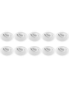 Spot Armatuur 10 Pack - Pragmi Zano Pro - GU10 Fitting - Inbouw Rond - Mat Wit - Aluminium - Kantelbaar - Ø93mm