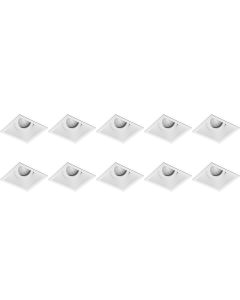 Spot Armatuur 10 Pack - Pragmi Zano Pro - GU10 Fitting - Inbouw Vierkant - Mat Wit - Aluminium - Kantelbaar - 93mm