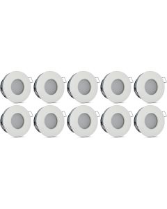 Spot Armatuur GU10 10 Pack - Waterdicht IP65 - Inbouw Rond - Mat Wit Aluminium/Glas - Ø82mm