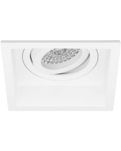 Spot Armatuur GU10 - Pragmi Domy Pro - Inbouw Vierkant - Mat Wit - Aluminium - Verdiept - Kantelbaar - 105mm