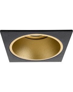 Spot Armatuur GU10 - Pragmi Minko Pro - Inbouw Vierkant - Mat Zwart/Goud - Aluminium - Verdiept - 90mm