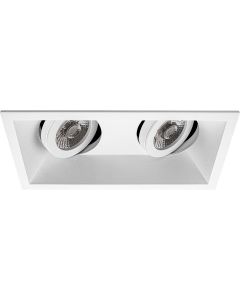 Spot Armatuur GU10 - Pragmi Zano Pro - Inbouw Rechthoek Dubbel - Mat Wit - Aluminium - Kantelbaar - 185x93mm