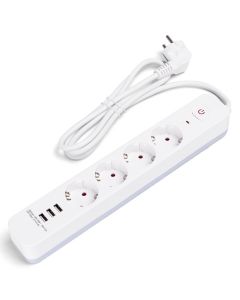 Stekkerdoos met USB - Verlengsnoer met USB - Aigi - 4 Stopcontacten - 3 USB-A - 1.5 Meter - Randaarde - Wit | Nederland