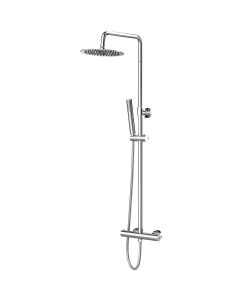 Thermostatische Regendoucheset - Leoni Rimbo - 20cm - Ronde Hoofddouche - Staafhanddouche - RVS - Chroom