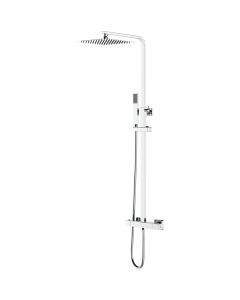 Thermostatische Regendoucheset - Leoni Rimbo - 22cm - Vierkante Hoofddouche - Staafhanddouche - RVS - Chroom