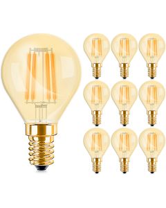 Voordeelpak 10x LED Lamp E14 Kogel Filament - Brinton - Amber 4W 360lm - 822 Zeer Warm Wit 2200K - P45 | Vervangt 32W