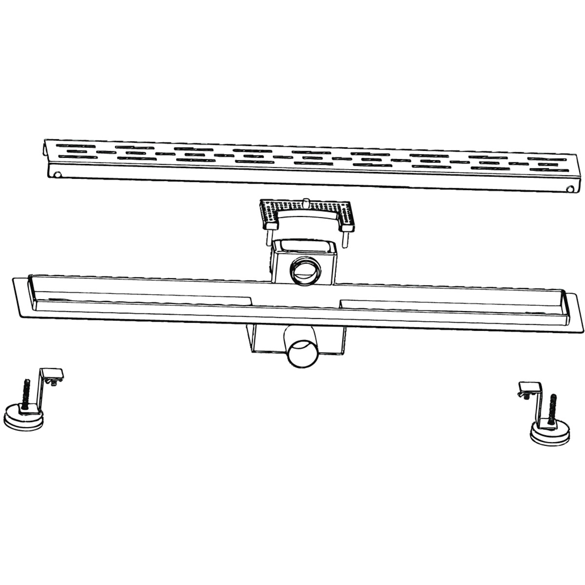 Douchegoot met Rooster - Leoni Trun - 80cm - Vloerflens - RVS - Zwart