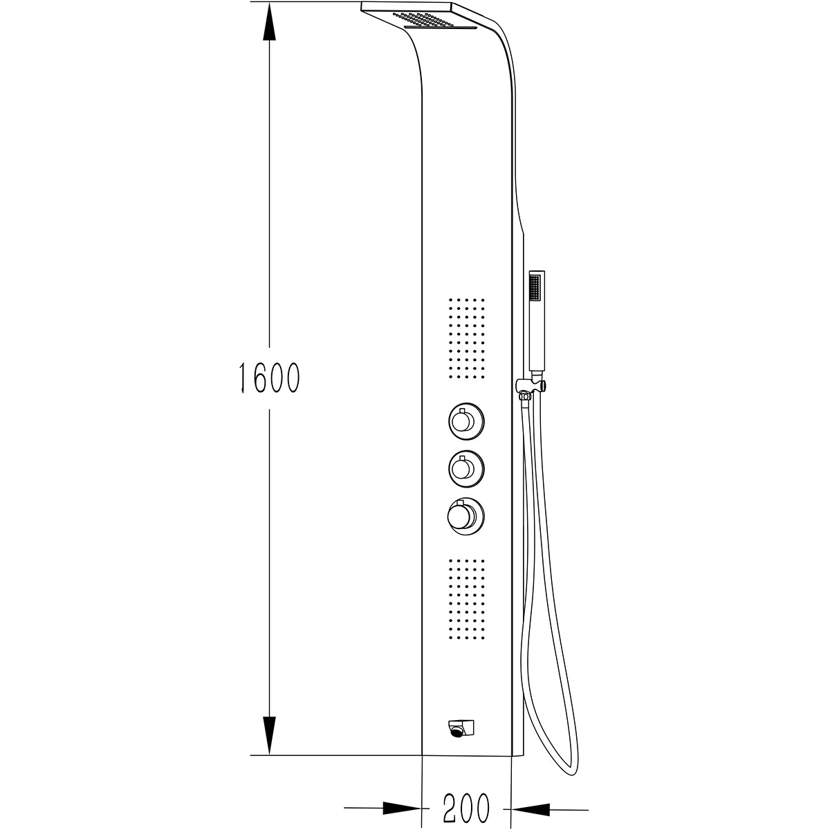 Douchepaneel - Douchekolom - Douchezuil - Leoni Santi - 160x20cm - Thermostatisch - RVS - Wit