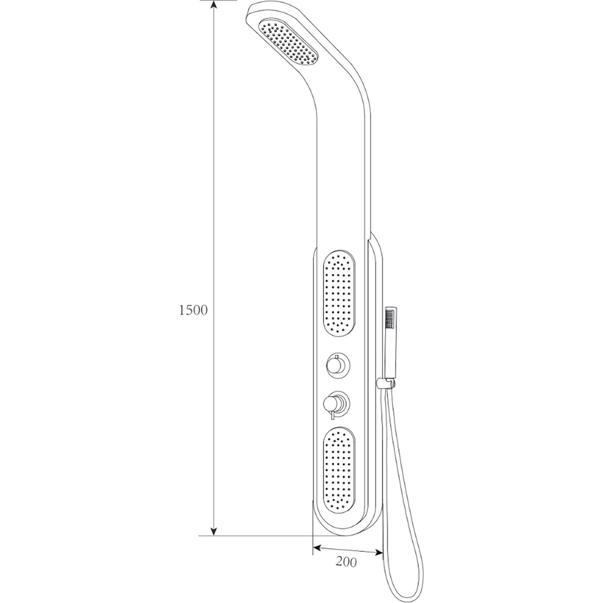 Douchepaneel - Douchekolom - Douchezuil - Leoni Sinty - 150x20cm - Thermostatisch - RVS - Bamboe