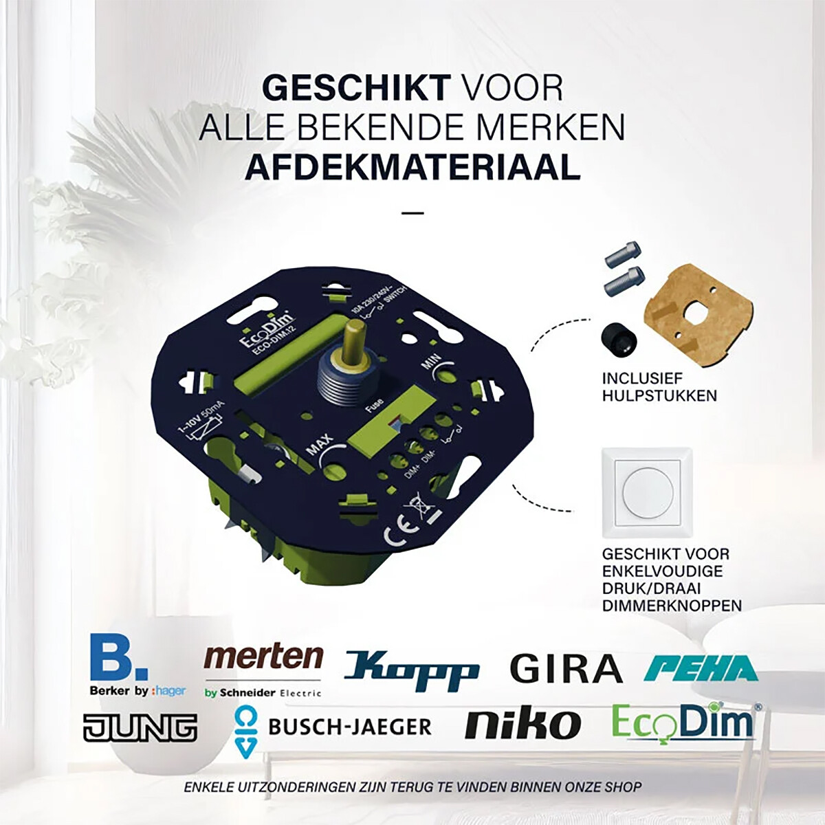 EcoDim - LED Dimmer - ECO-DIM.12 - Inbouw - Enkel Knop - 1-10V (50mA)