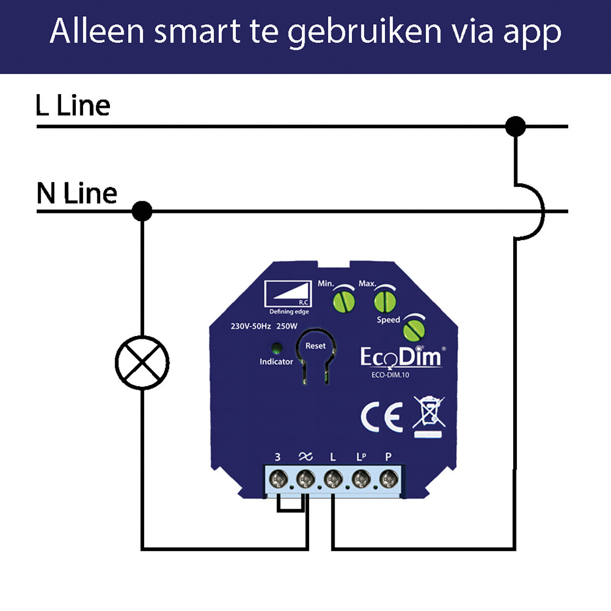 EcoDim - LED Inbouwdimmer Module - Smart WiFi - ECO-DIM.10 - Fase Afsnijding RC - Z-Wave - 0-250W