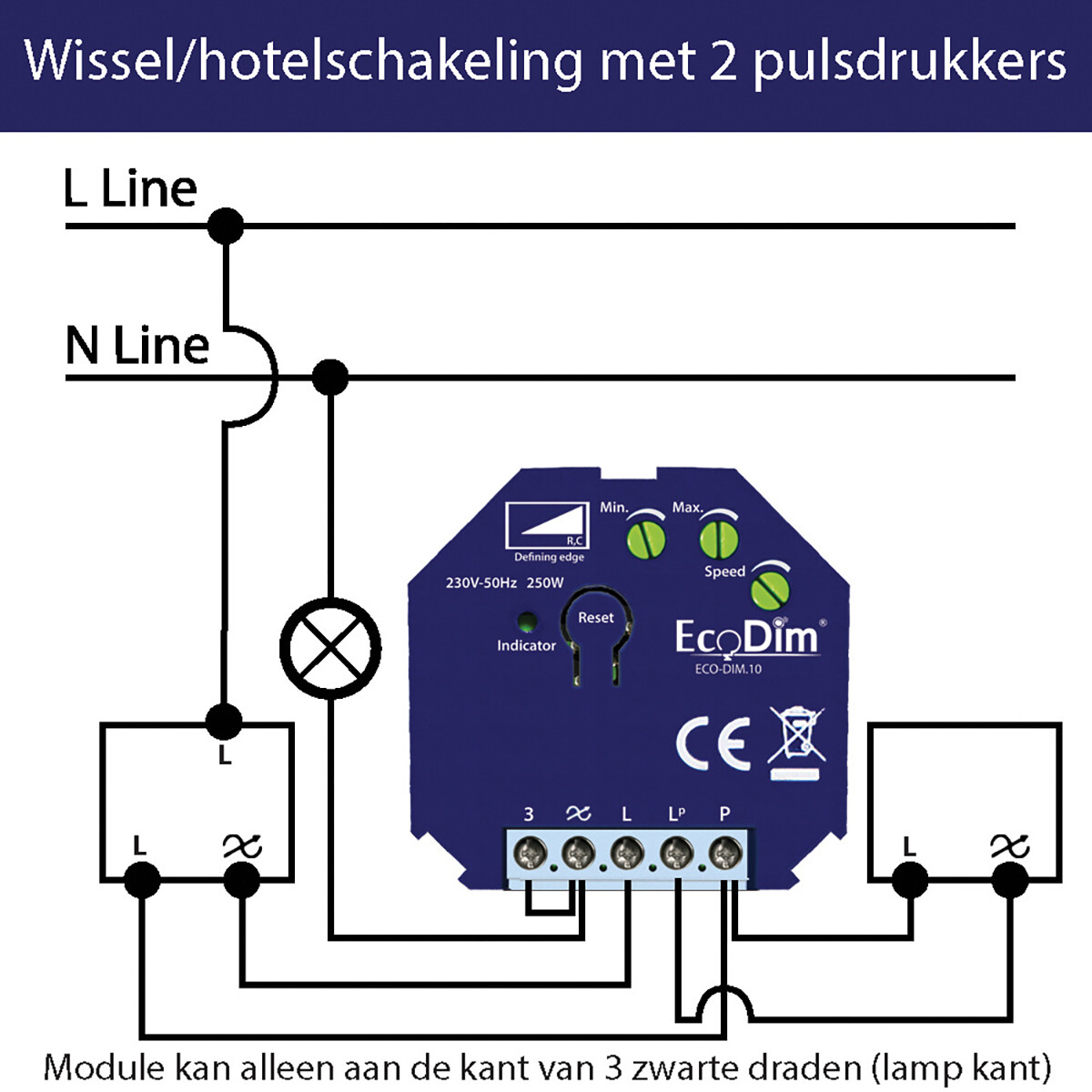 EcoDim - LED Inbouwdimmer Module - Smart WiFi - ECO-DIM.10 - Fase Afsnijding RC - Z-Wave - 0-250W