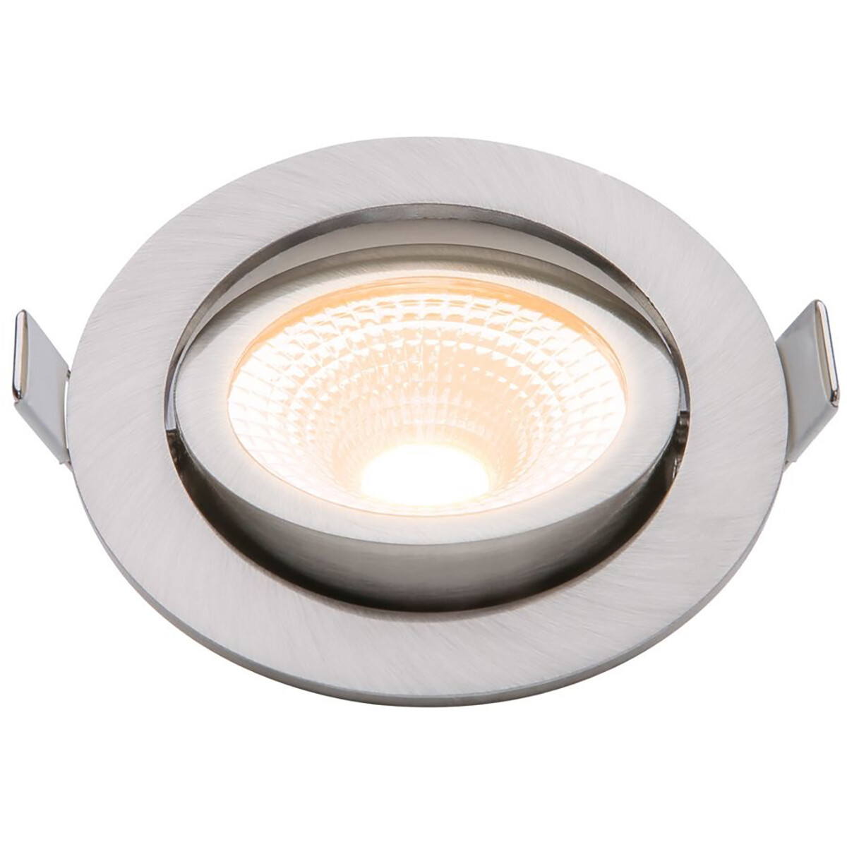 EcoDim - LED Spot - Inbouwspot - ED-10024 - 5W - Waterdicht IP54 - Dimbaar - Dim to Warm - Warm Wit 2000K-3000K - Geborsteld Nikkel - Aluminium - Rond - Kantelbaar