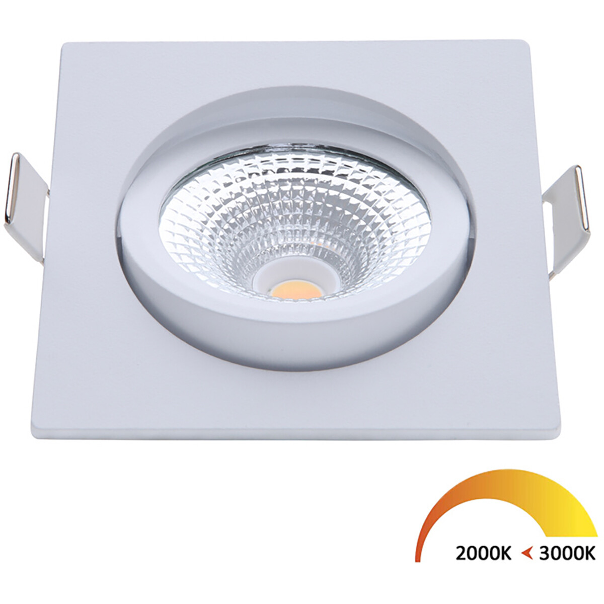 EcoDim - LED Spot - Inbouwspot - ED-10025 - 5W - Waterdicht IP54 - Dimbaar - Dim to Warm - Warm Wit 2000K-3000K - Mat Wit - Aluminium - Vierkant - Kantelbaar