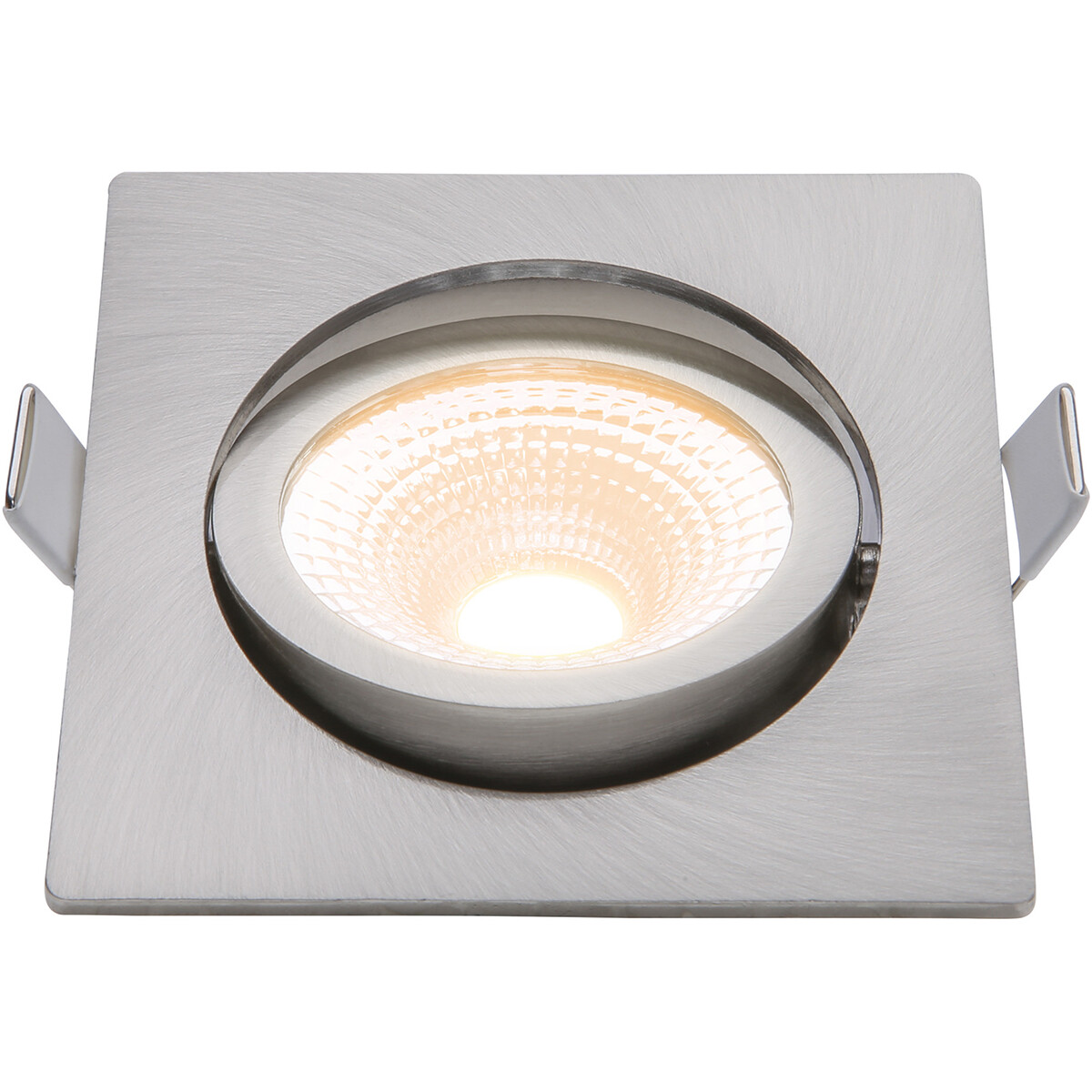 EcoDim - LED Spot - Inbouwspot - ED-10027 - 5W - Waterdicht IP54 - Dimbaar - Dim to Warm - Warm Wit 2000K-3000K - Geborsteld Nikkel - Aluminium - Vierkant - Kantelbaar