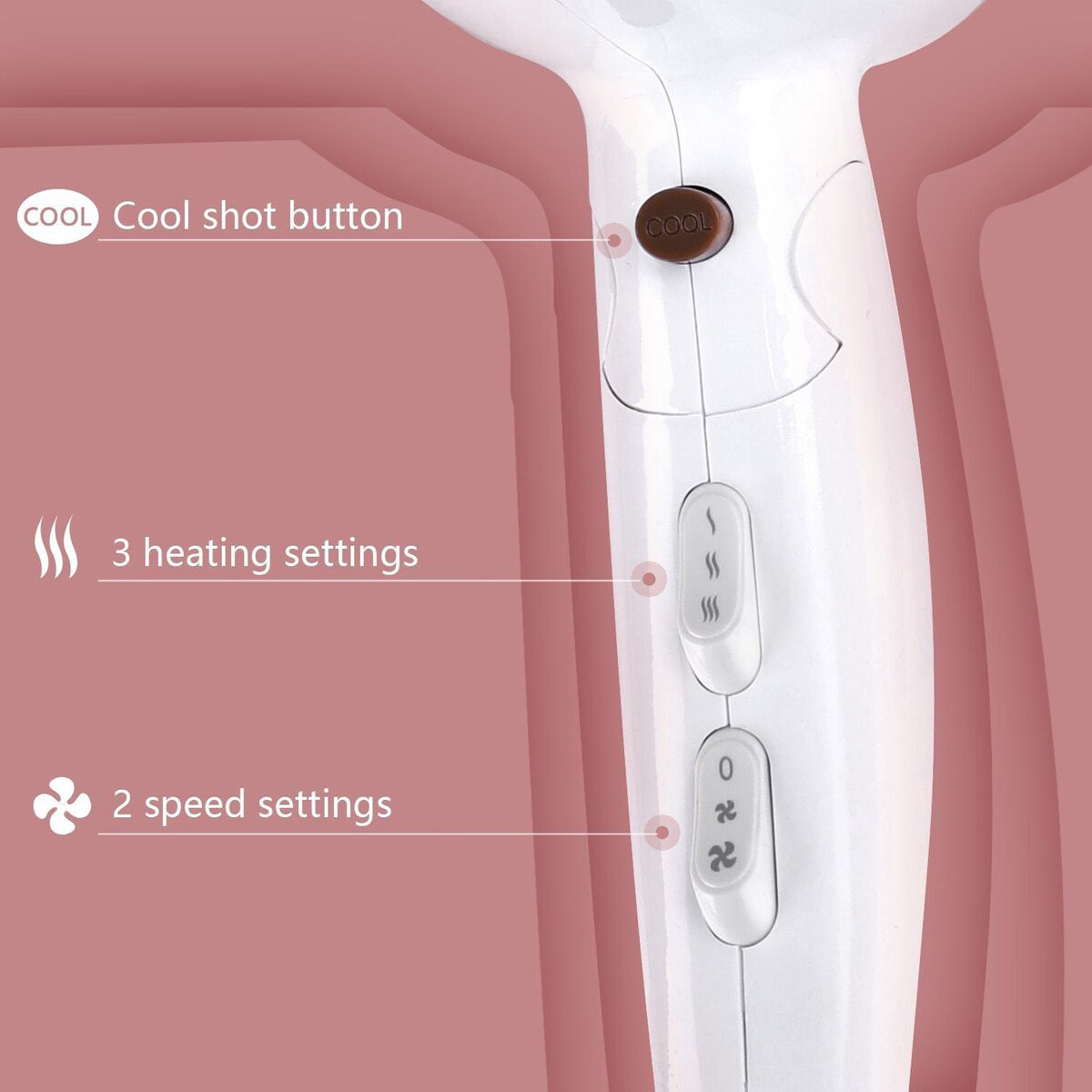 Föhn - Aigi Lina - Haardroger met Diffuser - Inklapbaar Handvat - 2200 Watt - Wit