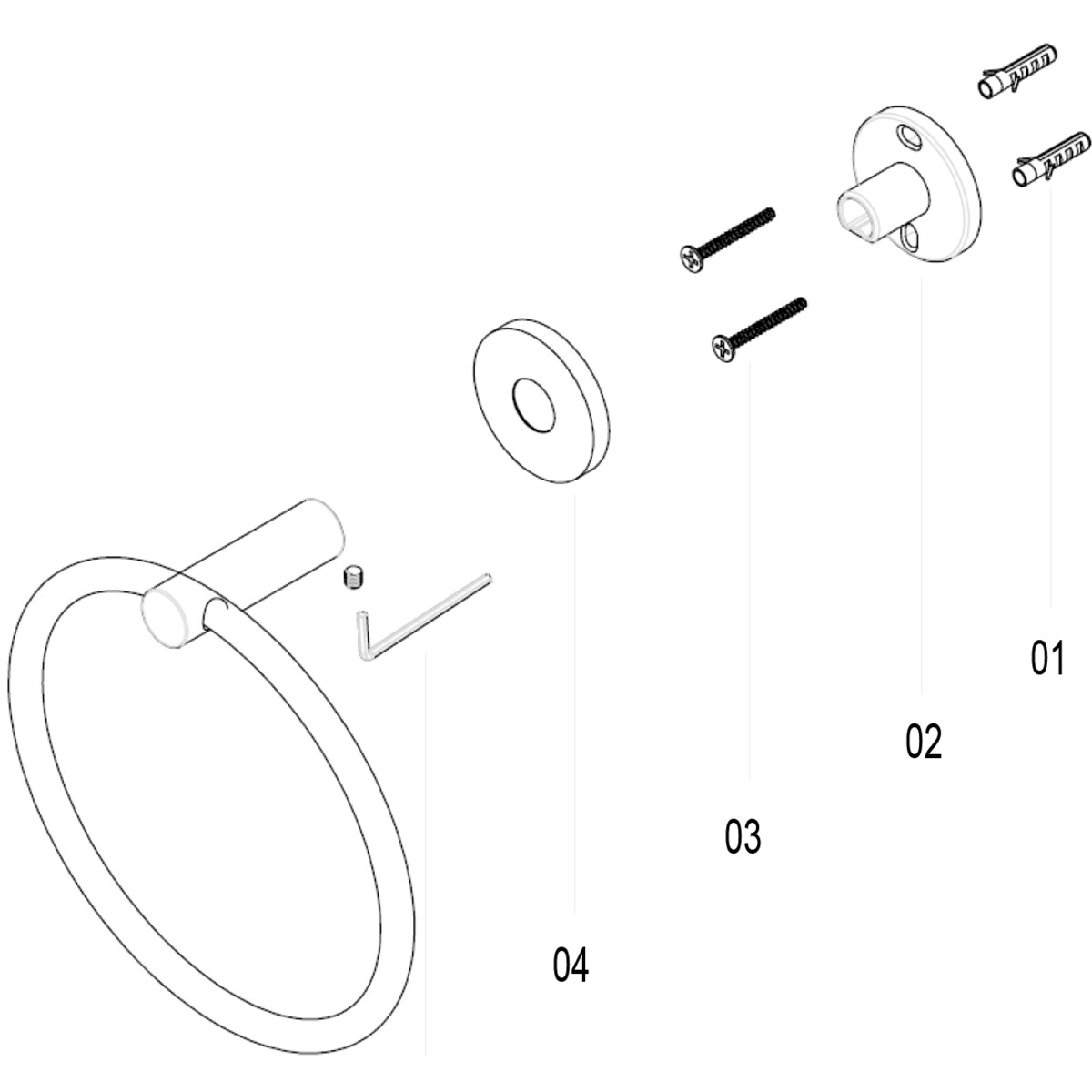 Handdoekring - Leoni Rimbo - 16cm - Rond - PVD - Geborsteld Koper