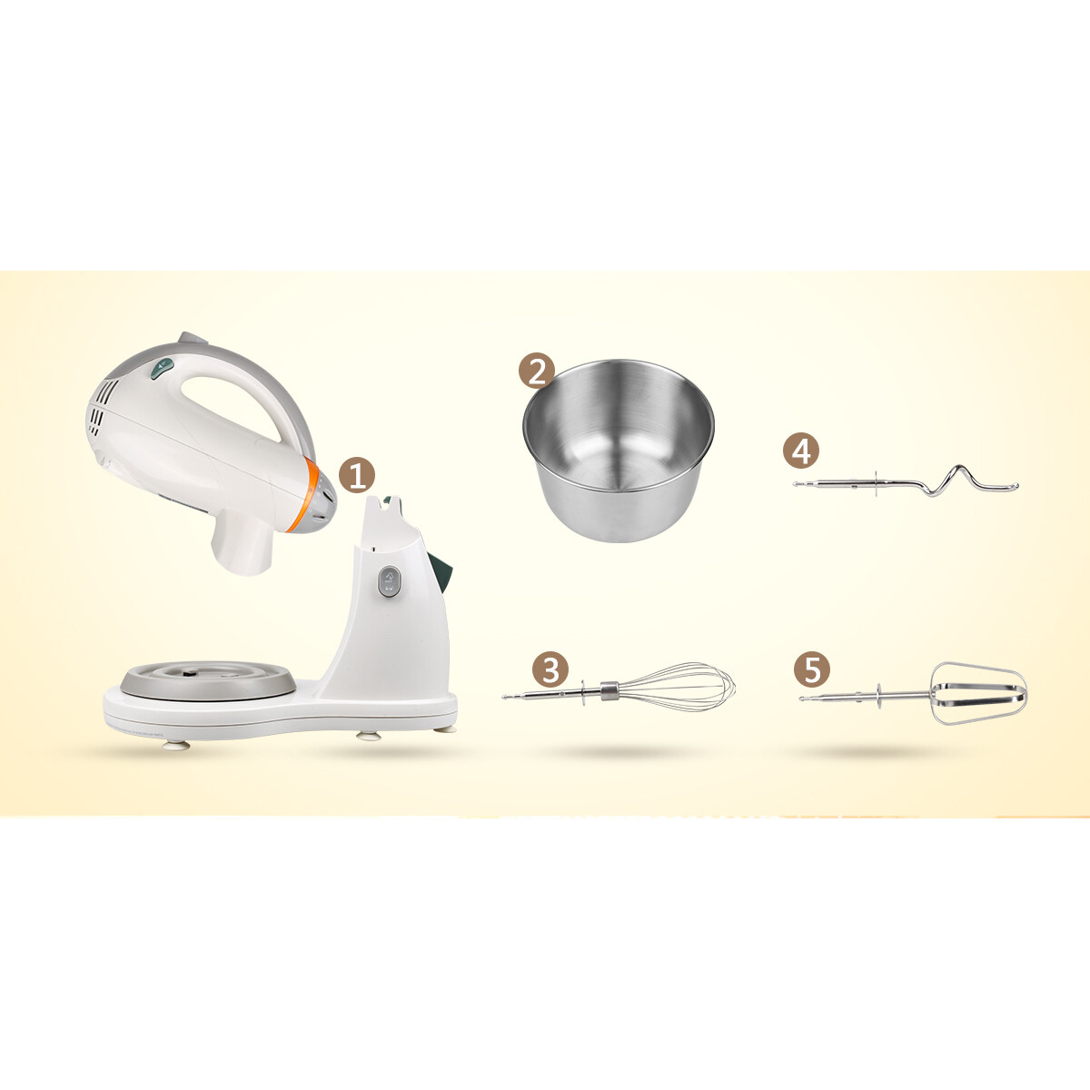 Handmixer met Mengkom - Aigi Surdina - Turbo Functie - 300 Watt - Wit