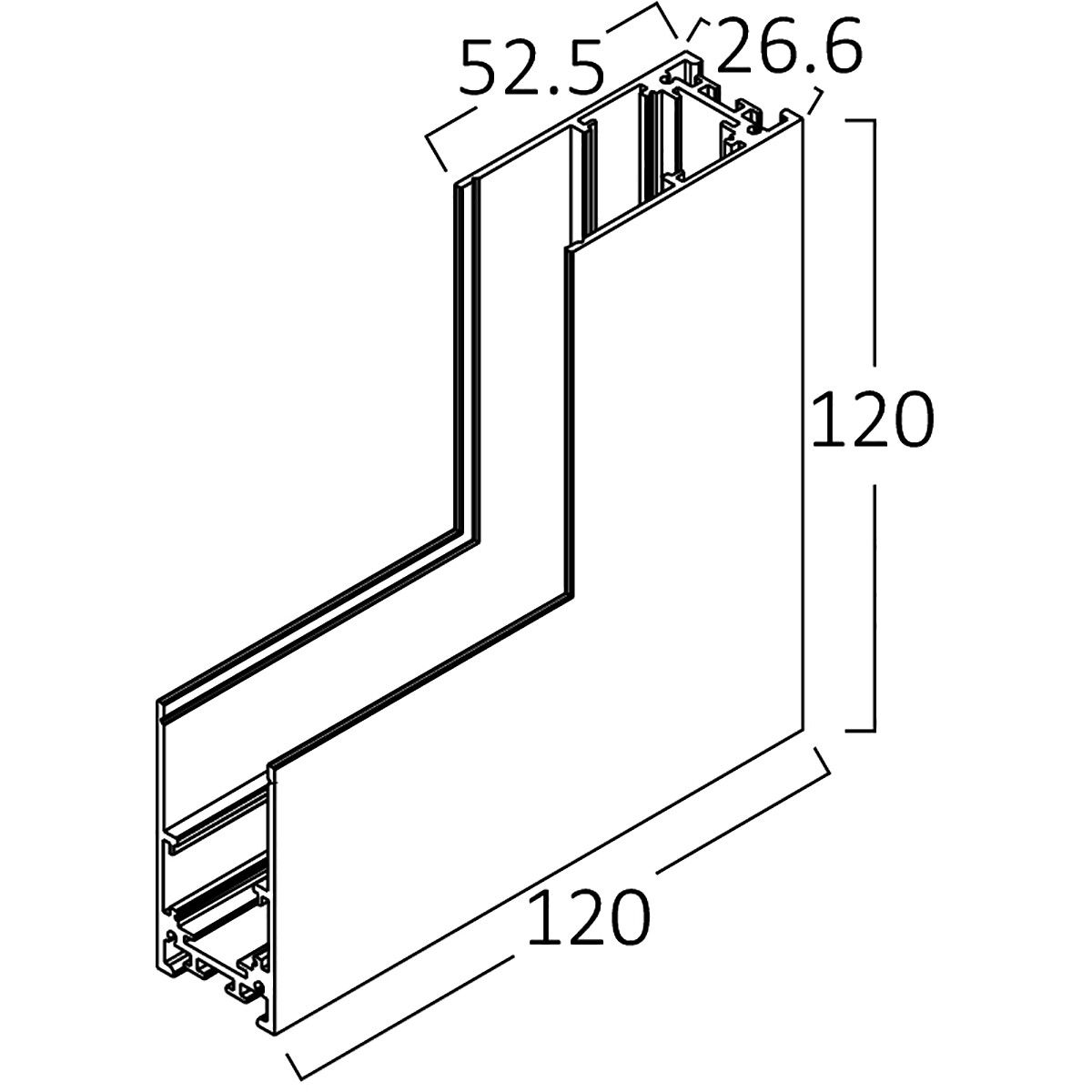 Hoekstuk voor 48V Magnetische Track Rails - Brinton Magni - Opbouw - Plafond naar Muur - Zwart