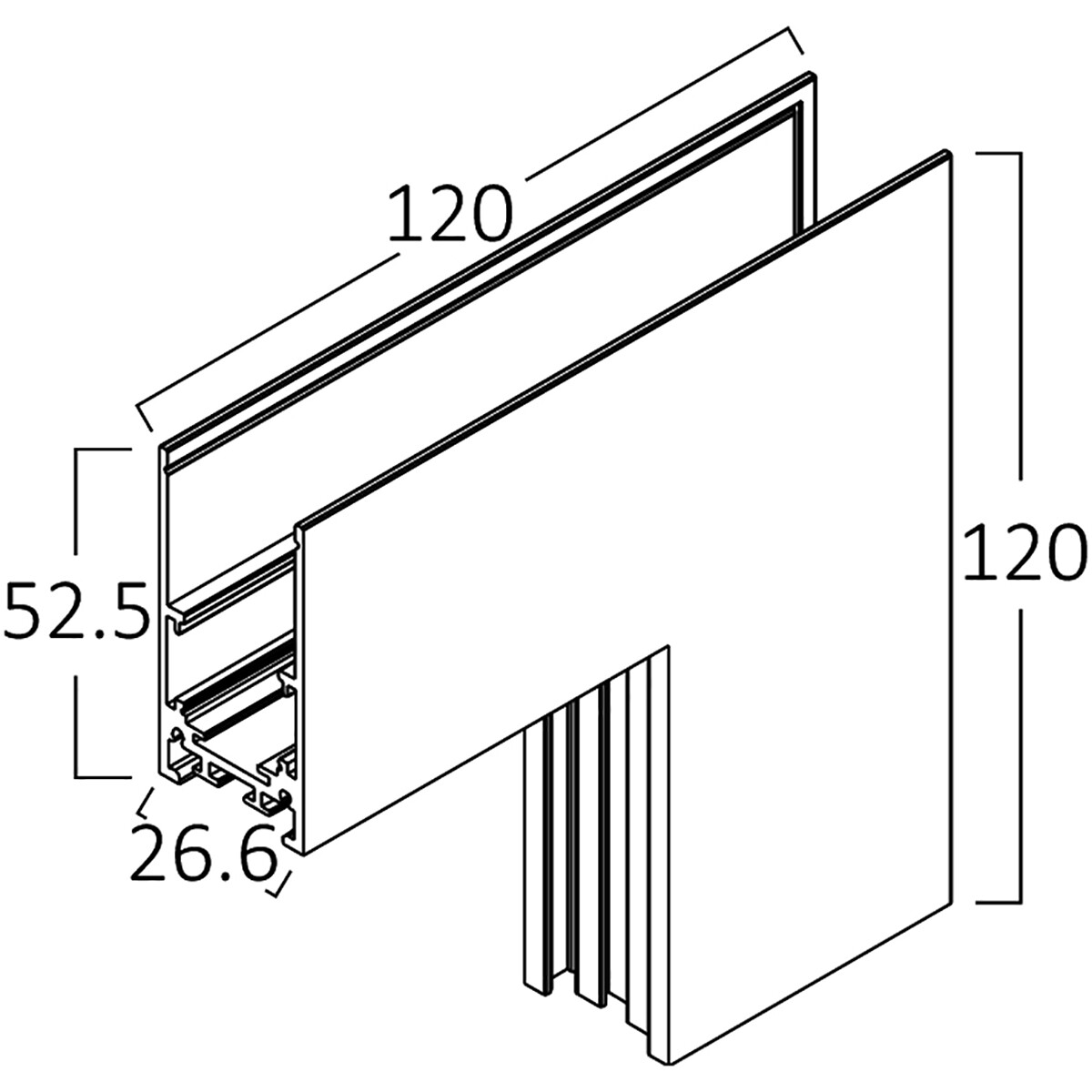 Hoekstuk voor 48V Magnetische Track Rails - Brinton Magni - Opbouw - Plafond - Zwart