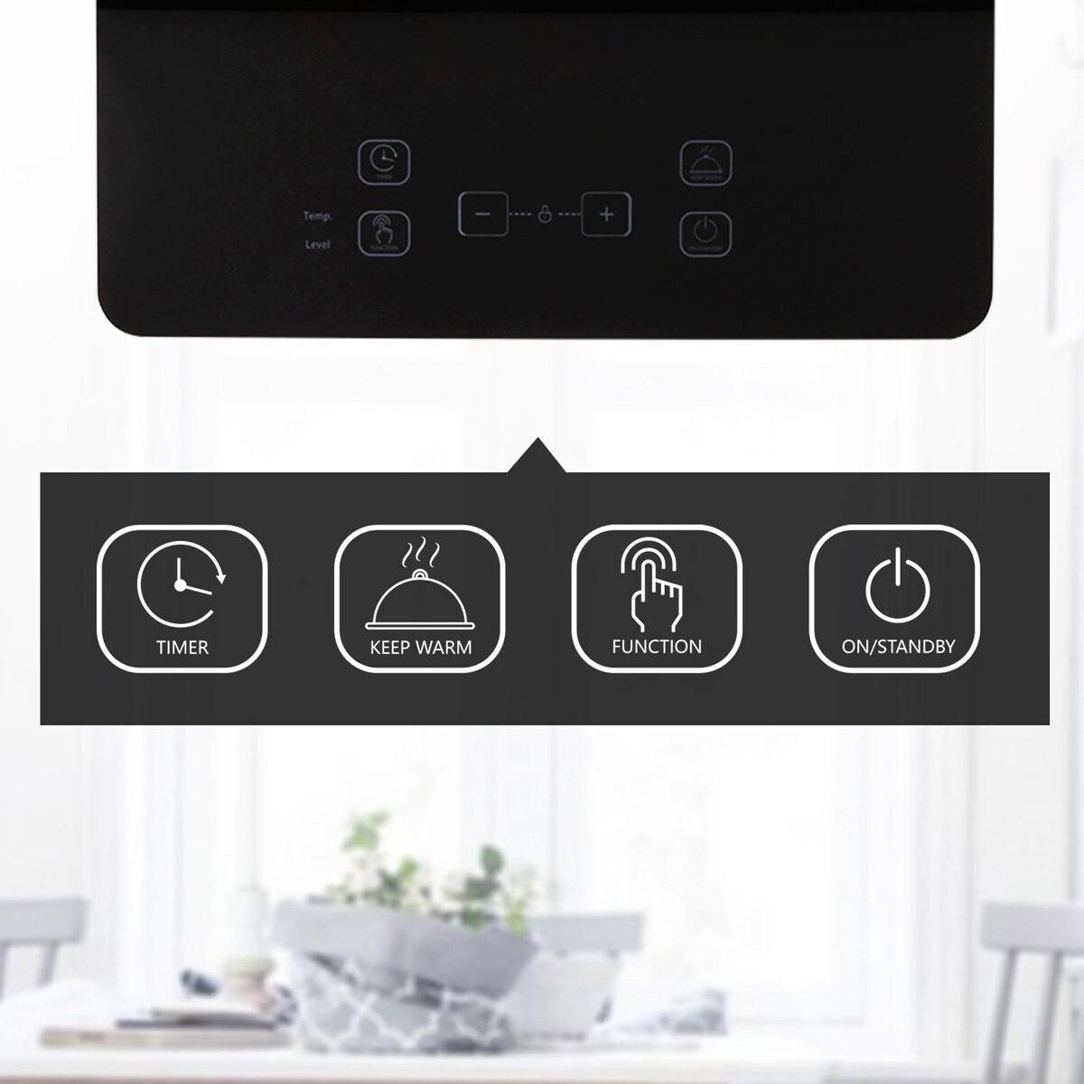 Inductie Kookplaat - Aigi Firany - 2000 Watt - Touch Control - LED Display - Zwart