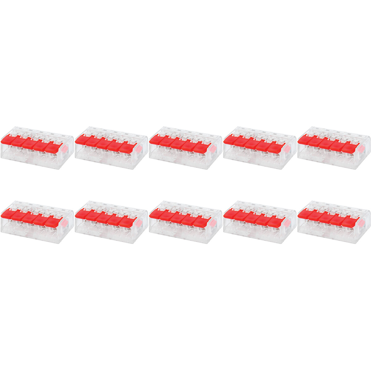 Lasklem Slim Set 10 Stuks - 5 Polig met Klemmetjes - Rood