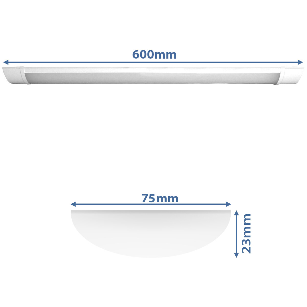 LED Batten - LED Balk - Titro - 18W - Helder/Koud Wit 6400K - Aluminium - 60cm