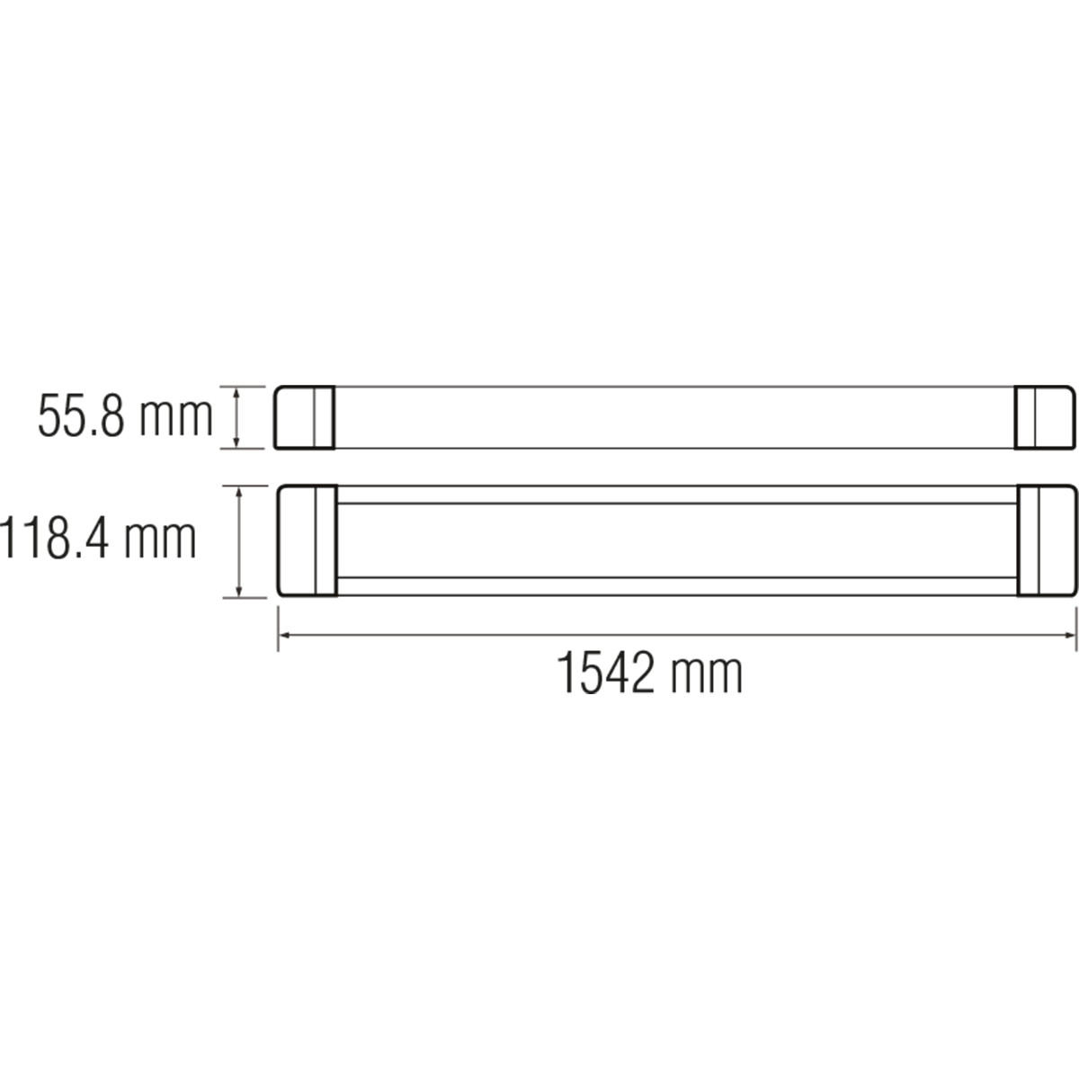 LED TL Armatuur - LED Balk - Niro - 90W - Waterdicht IP65 - Helder/Koud Wit 6400K - Kunststof 150cm