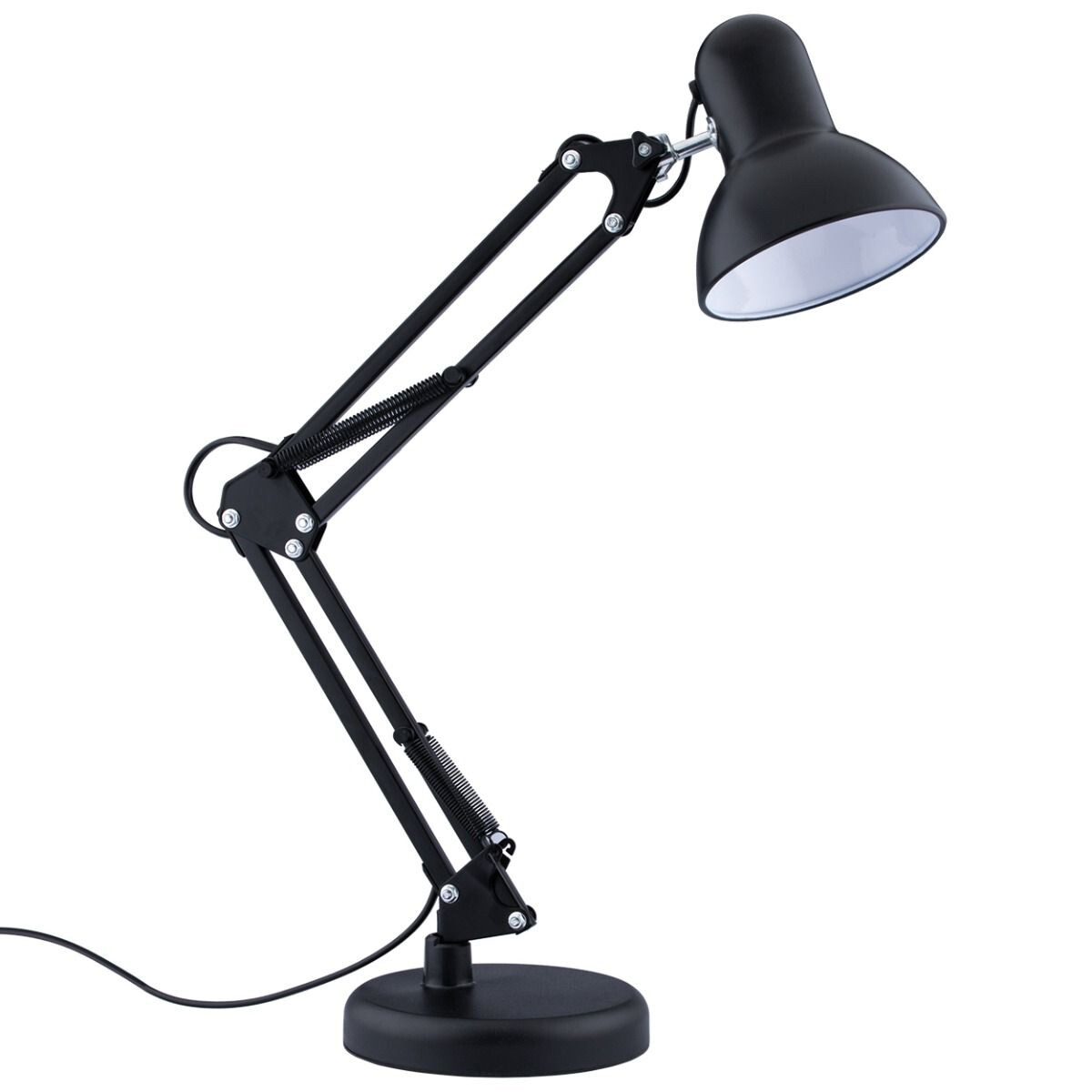 LED Bureaulamp - Maxozo Rety - E27 Fitting - Verstelbaar - Retro - Klassiek - Rond - Mat Zwart