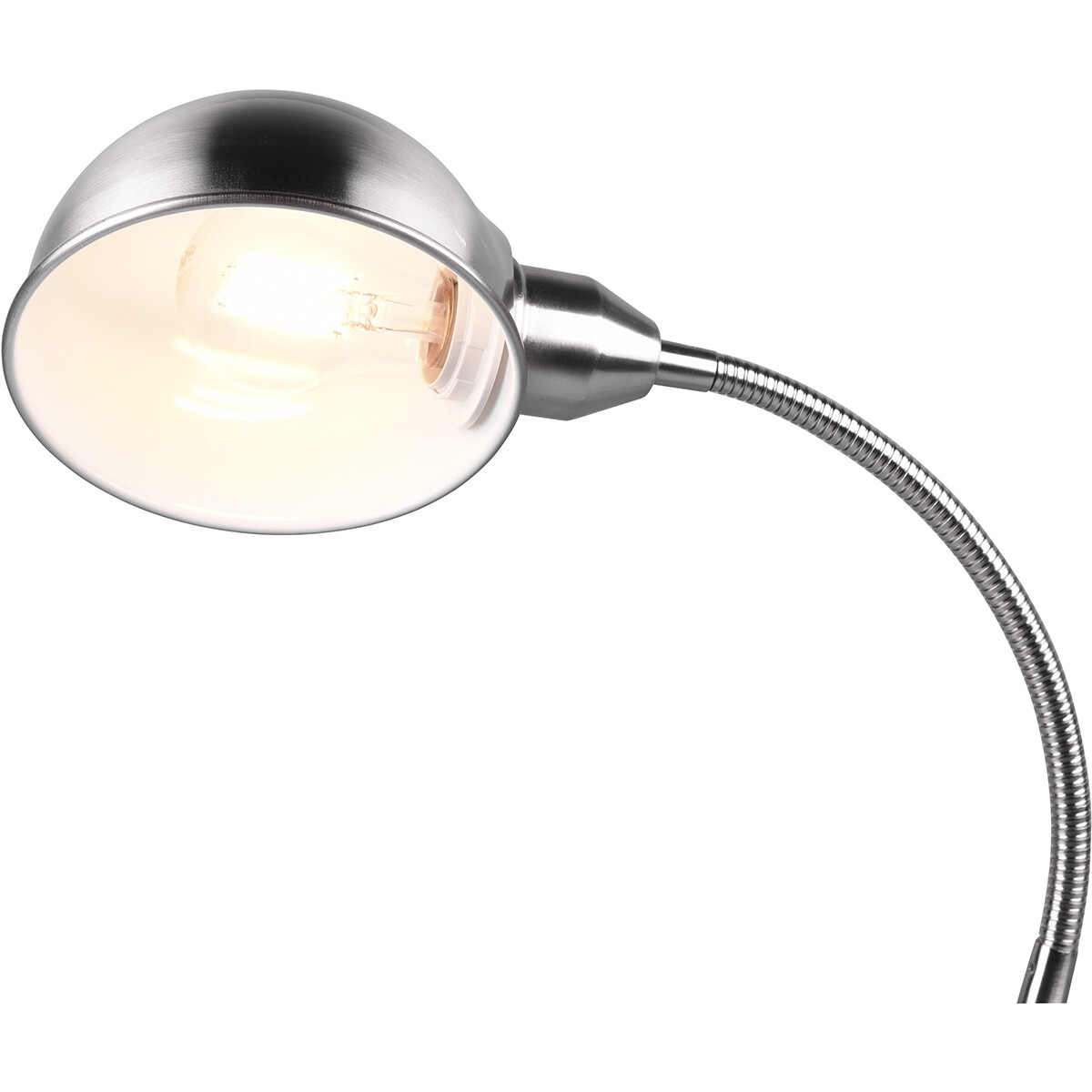 LED Bureaulamp - Tafelverlichting - Trion Pirle - E27 Fitting - Rond - Mat Nikkel - Aluminium